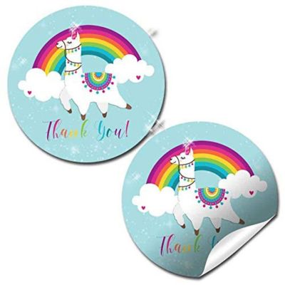 AmandaCreation Rainbow Llama Envelope Seals 40pc. Image 1