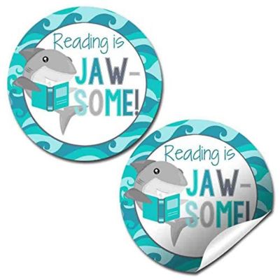 AmandaCreation Reading is Awesome Shark Stickers 40pcs. Image 1