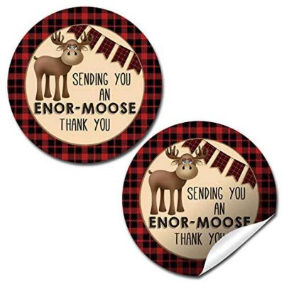 AmandaCreation Red &amp; Black Flannel Moose Envelope Seals 40pc. Image 1