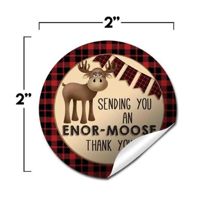 AmandaCreation Red &amp; Black Flannel Moose Envelope Seals 40pc. Image 1