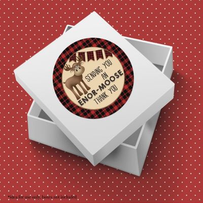 AmandaCreation Red &amp; Black Flannel Moose Envelope Seals 40pc. Image 3