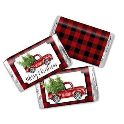 AmandaCreation Red Buffalo Plaid Mini Candybar Wrappers 45pc. Image 1