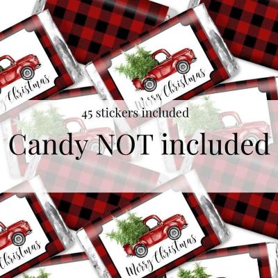 AmandaCreation Red Buffalo Plaid Mini Candybar Wrappers 45pc. Image 1