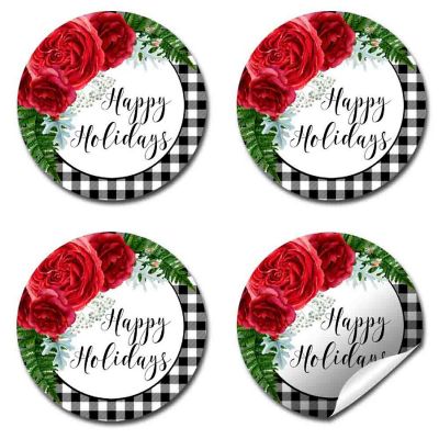 AmandaCreation Red Floral with Greenery Envelope Seals 40pc. Image 1