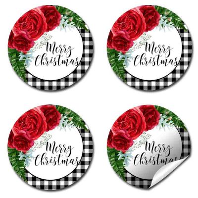 AmandaCreation Red Floral with Greenery Envelope Seals 40pc. Image 1