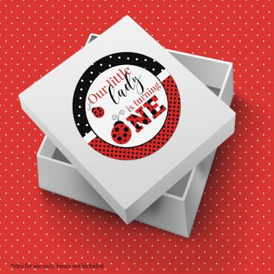 AmandaCreation Red Ladybug 1st Birthday Envelope Seals 40pc. Image 3