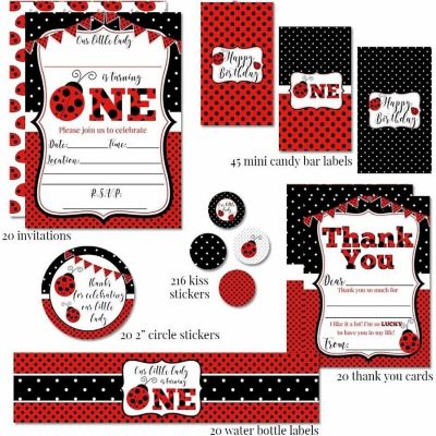 AmandaCreation Red Ladybug 1st Birthday Party Bundle 381pc. Image 1