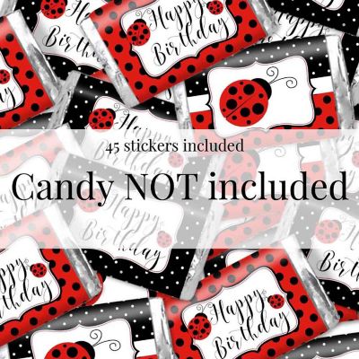AmandaCreation Red Ladybug Mini Candybar Wrappers 45pc. Image 1