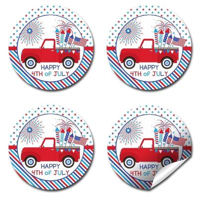 AmandaCreation Red Truck 4th of July Envelope Seals 40pc Image 3