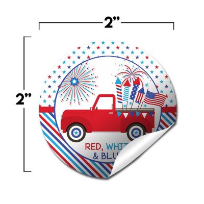 AmandaCreation Red, White &amp; Blue BBQ Envelope Seals 40pc. Image 1