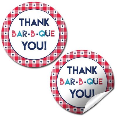 AmandaCreation Red White and Blue BBQ Envelope Seals 40pc Image 1