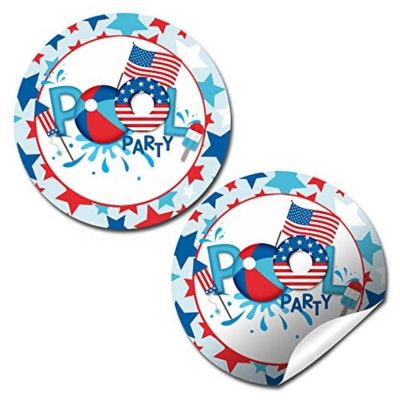 AmandaCreation Red, White &amp; Pool Party Envelope Seals 40pc Image 1