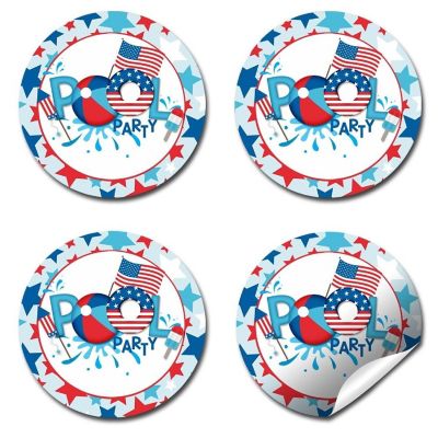 AmandaCreation Red, White &amp; Pool Party Envelope Seals 40pc Image 3