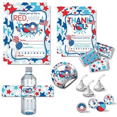 AmandaCreation Red, White &amp; Pool Party Party Bundle 381pc. Image 1