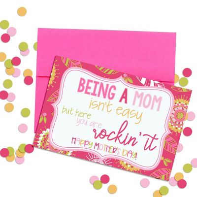 AmandaCreation Rockin' It Mom Mother's Day Blank Greeting Card 2pcs. Image 2