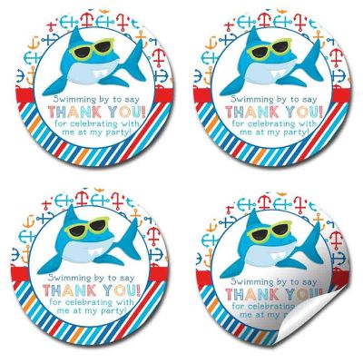 AmandaCreation Shark in Sunglasses Envelope Seals 40pc. Image 2