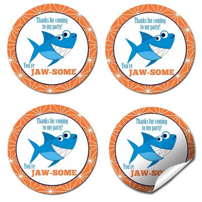 AmandaCreation Smiling Shark Birthday Envelope Seals 40pc Image 1