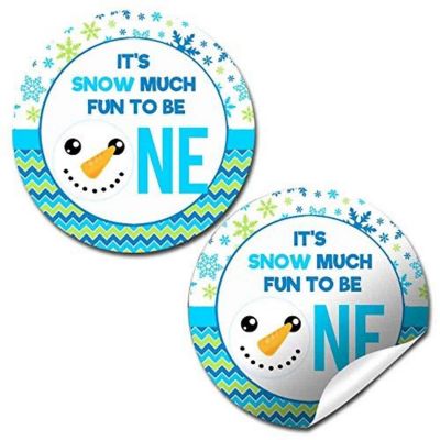 AmandaCreation Snowman 1st Birthday Envelope Seals 40pc Image 1