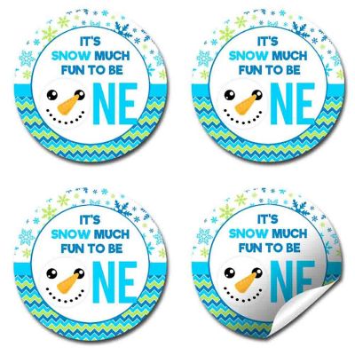 AmandaCreation Snowman 1st Birthday Envelope Seals 40pc Image 3