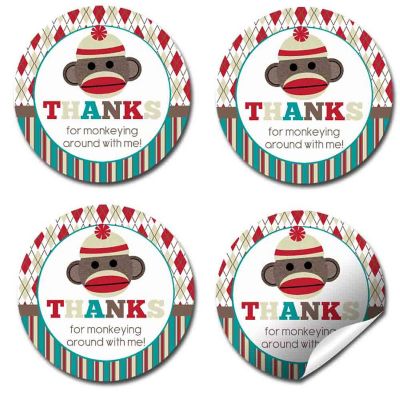 AmandaCreation Sock Monkey Envelope Seals 40pc. Image 2