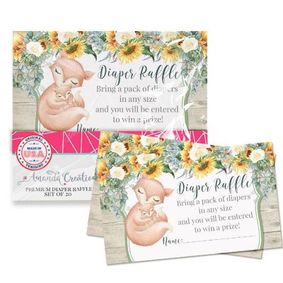 AmandaCreation Sunflower Fox Diaper Raffle Tickets 20pc. Image 1