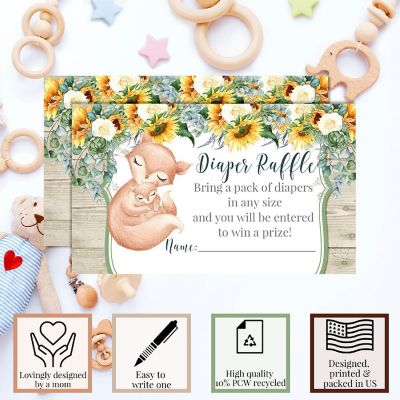 AmandaCreation Sunflower Fox Diaper Raffle Tickets 20pc. Image 2