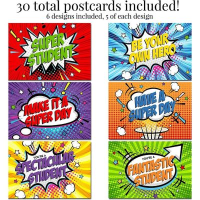 AmandaCreation Super Hero Student Teacher Postcards 30pc. Image 1