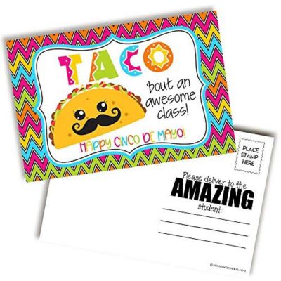 AmandaCreation Taco Cinco de Mayo Postcards From Teachers 30pc. Image 1