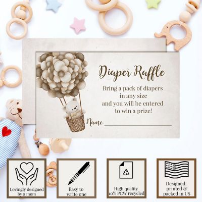 AmandaCreation Tan Teddy Bear Diaper Raffle Tickets 20pc. Image 2