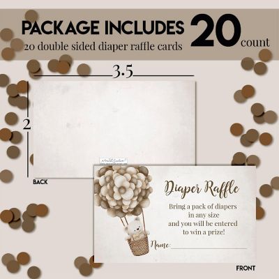 AmandaCreation Tan Teddy Bear Diaper Raffle Tickets 20pc. Image 3