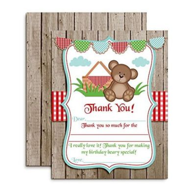 AmandaCreation Teddy Bear Picnic Thank You Cards 20pc. Image 1