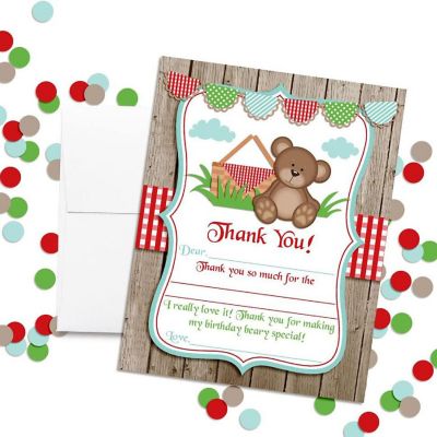 AmandaCreation Teddy Bear Picnic Thank You Cards 20pc. Image 3