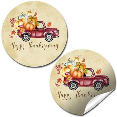 AmandaCreation Truck with Pumpkins Envelope Seals 40pc. Image 1