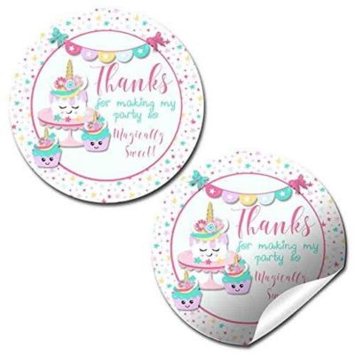 AmandaCreation Unicorn Cake &amp; Cupcake Envelope Seals 40pc. Image 1