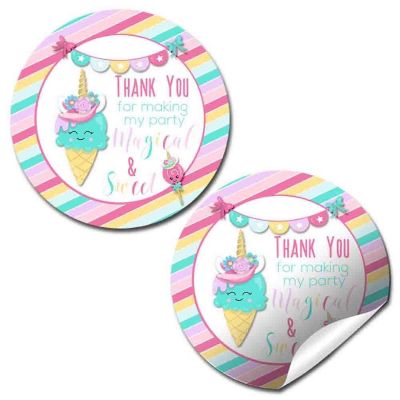 AmandaCreation Unicorn Ice Cream Envelope Seals 40pc. Image 1