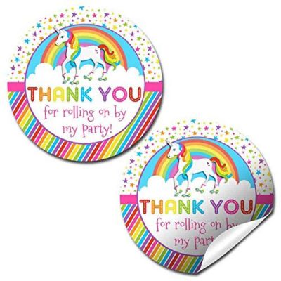 AmandaCreation Unicorn Roller Skating Envelope Seals 40pc. Image 1