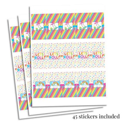 AmandaCreation Unicorn Roller Skating Mini Candybar Wrappers 45pc. Image 2