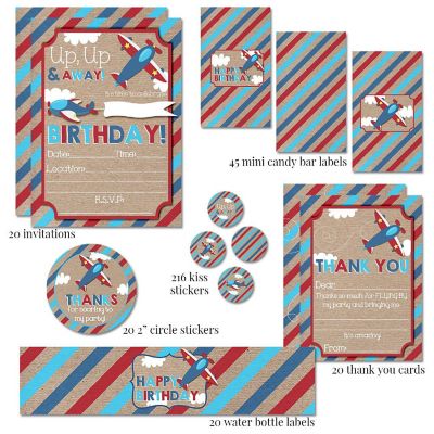 AmandaCreation Up &amp; Away Airplane Party Bundle 381pc. Image 2