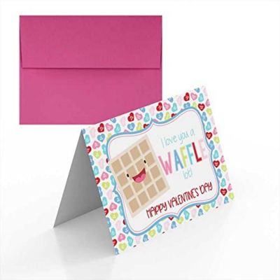 AmandaCreation Waffle Valentine Greeting Card 2pc. Image 1
