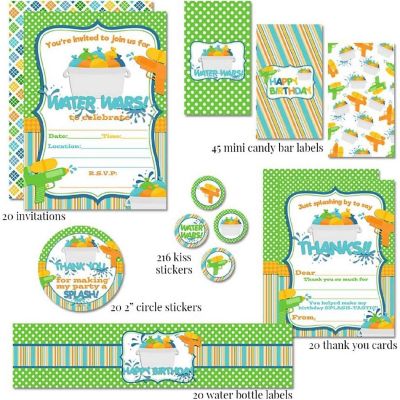 AmandaCreation Water Wars Boys Party Bundle 381pc. Image 1
