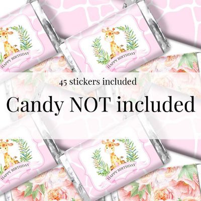AmandaCreation Watercolor Giraffe Mini Candybar Wrappers 45pc Image 1