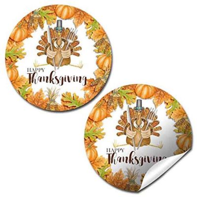 AmandaCreation Watercolor Turkey Envelope Seals 40pc. Image 1
