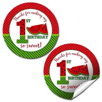 AmandaCreation Watermelon 1st Birthday Envelope Seals 40pc Image 1