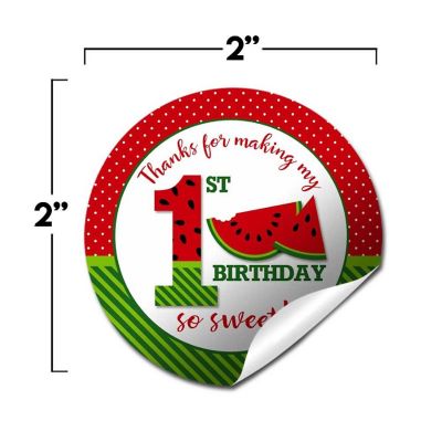 AmandaCreation Watermelon 1st Birthday Envelope Seals 40pc Image 1