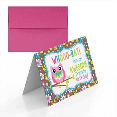 AmandaCreation Whoo-Ray Owl Greeting Card 2pc. Image 1
