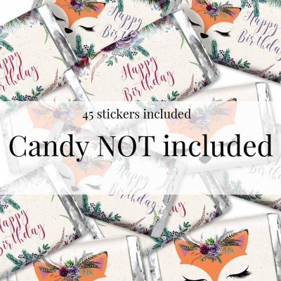 AmandaCreation Woodland Forest Fox Mini Candybar Wrappers 45pcs. Image 2