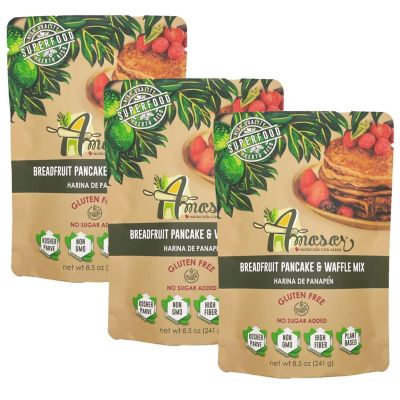 Amasar Breadfruit Pancake and Waffle Mix, Gluten-Free Non-GMO High-Fiber No Sugar Added, 8.5 Oz - 3pk Image 1