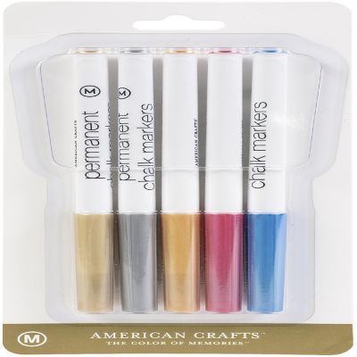 American Crafts Permanent Chalk Markers 5/Pkg-Metallics Image 1