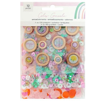 American Crafts Rainbow Avenue Confetti Button Pack-12 Pieces Image 1