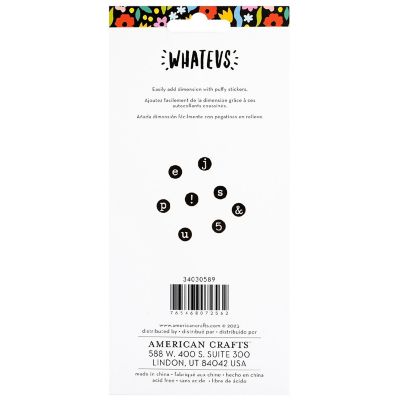 American Crafts Whatevs Puffy Stickers 180/Pkg-Alpha, Matte Image 1